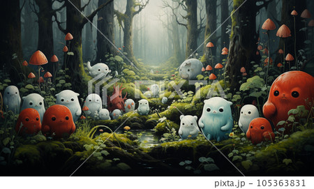 ハロウィンの夜の草むらや森に潜む魑魅魍魎達