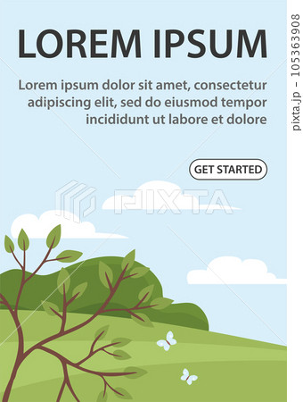 Flat illustration of calm summer nature landscape Flat illustration of calm summer nature landscape 105363908