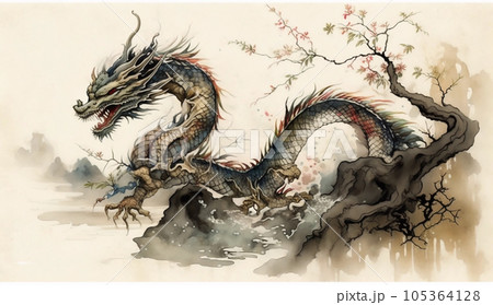 龍の水彩画