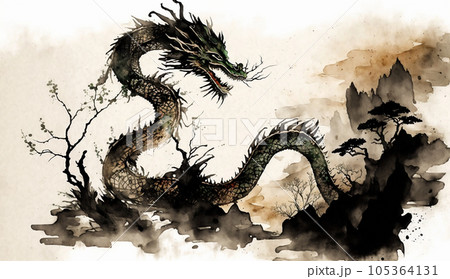 龍の水彩画