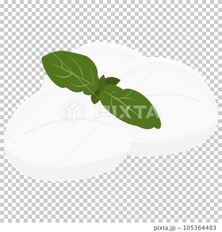 フレッシュチーズと葉っぱのイラスト素材 ベクター フレッシュチーズと葉っぱのイラスト素材 ベクター 105364483
