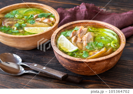 Green chili with chicken 105364702