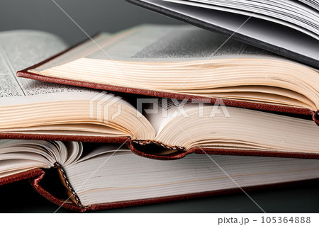 Close up of a brown wooden gavel and book 105364888