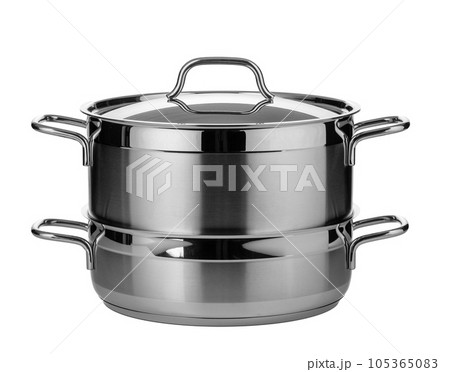 Stainless steel pot isolated on white background 105365083