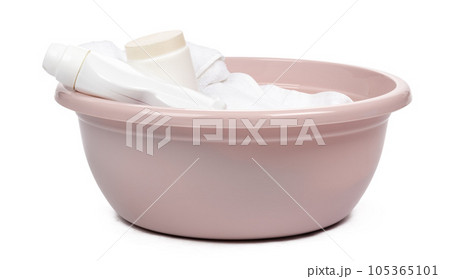 Plastic empty basin isolated on white background 105365101