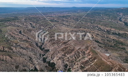 Cave house Cappadocia Turkey Hot air balloon flying Cave house Cappadocia Turkey Hot air balloon flying 105365483