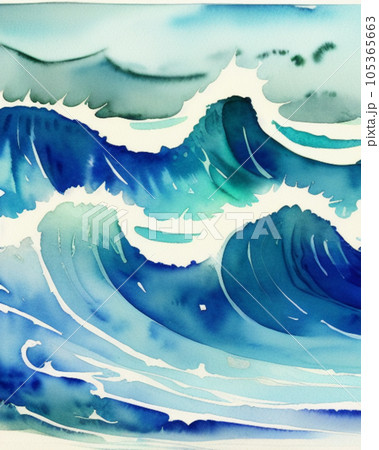 Water surface and ocean template. Abstract art water concept. Generative AI. 105365663
