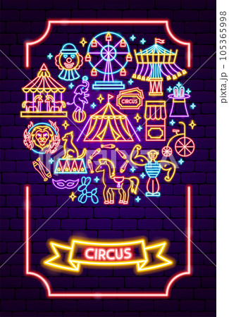 Circus Show Neon Poster Circus Show Neon Poster 105365998