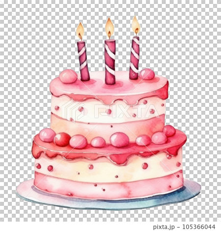 Watercolor Birthday Cake Isolated Watercolor Birthday Cake Isolated 105366044