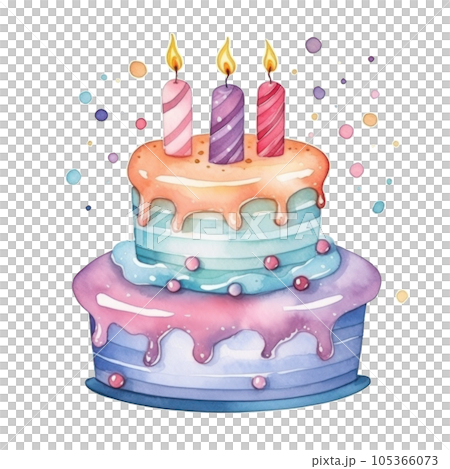 Watercolor Birthday Cake Isolated Watercolor Birthday Cake Isolated 105366073