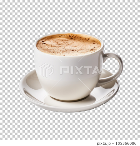 White cup with cappuccino isolated 105366086