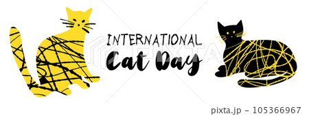 International Cat Day illustration with textured 105366967