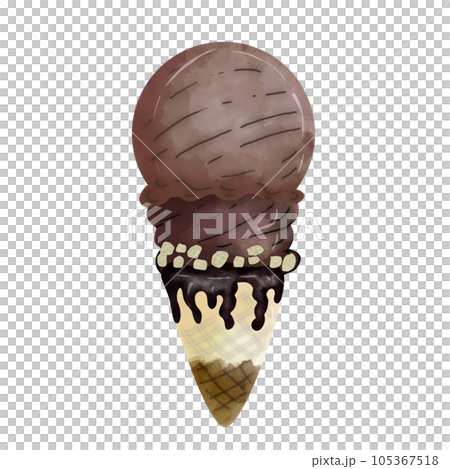 Double chocolate cone, illustration element, PNG. Double chocolate cone, illustration element, PNG. 105367518