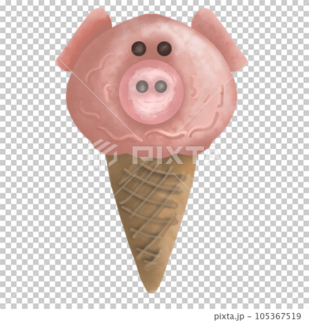 Pink piggy ice cream, illustration element, PNG. Pink piggy ice cream, illustration element, PNG. 105367519