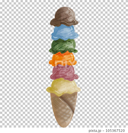 Multilayer ice cream cone, illustration element , PNG. Multilayer ice cream cone, illustration element , PNG. 105367520