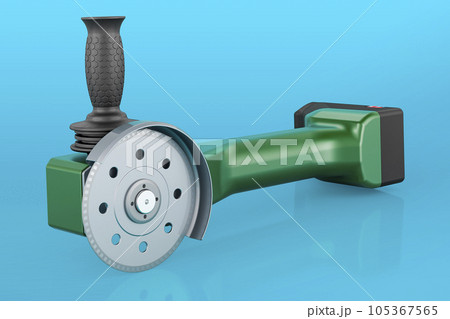 Disc grinder on blue background, 3D rendering Disc grinder on blue background, 3D rendering 105367565