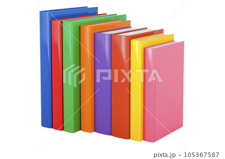 Row of colored books, 3D rendering Row of colored books, 3D rendering 105367587