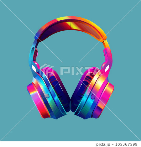 Colorful vector headphone icon Colorful vector headphone icon 105367599