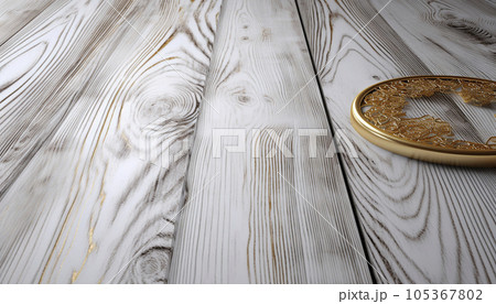background with natural expensive wood and gold 105367802