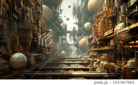 hyper-realistic futuristic city wallpaper. 105367865