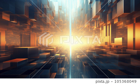 professional futuristic design of geometric blocks and light 105368049
