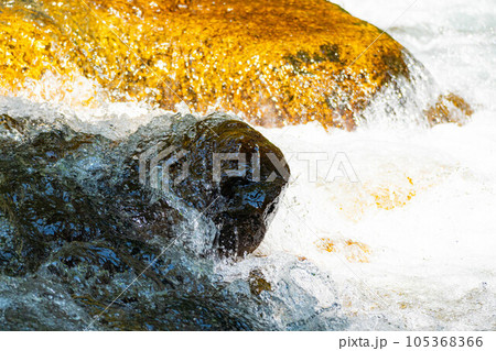 【渓流素材】水しぶき　沢　渓流【長野県】 105368366