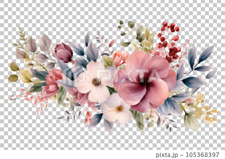 Watercolor floral borber isolated 105368397