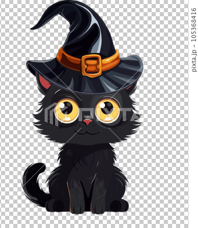 Black cat in witch hat Vector Illustration Black cat in witch hat Vector Illustration 105368416