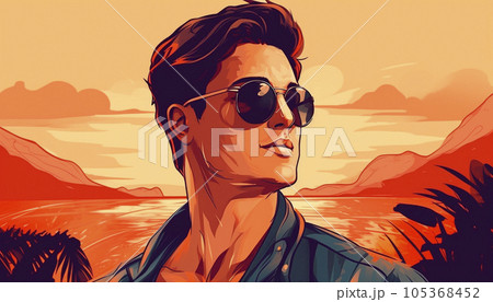 illustration of a young traveling guy with glasses 105368452