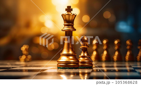 business strategy brainstorm chess board game with hand touch black background with free copy space for your text 105368628