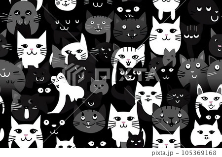 Cats seamless pattern, funny color illustration for background Cats seamless pattern, funny color illustration for background 105369168