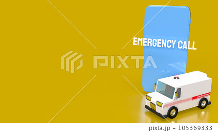 The emergency call on mobile for ambulance or safety concept 3d rendering The emergency call on mobile for ambulance or safety concept 3d rendering 105369333