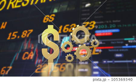 The Dollar symbol and Gears for Business concept 3d rendering 105369340