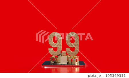 The 9.9 number gold on tablet  background for sale or promotion concept 3d rendering The 9.9 number gold on tablet  background for sale or promotion concept 3d rendering 105369351