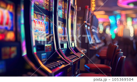 Casino Slot Machines. Strip Digital Slot Machine Closeup. 105369504