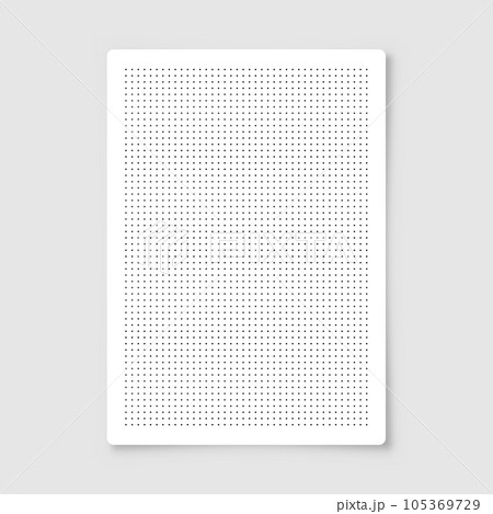 Dotted graph paper with grid. Polka dot pattern, geometric texture for calligraphy drawing or writing. Blank sheet of note paper, school notebook. Vector illustration 105369729