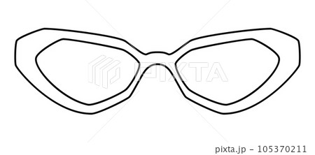 Futuristic frame glasses fashion accessory illustration. Sunglass front view for Men, women, unisex silhouette style 105370211