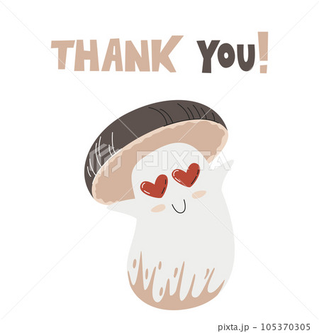 Grateful mush character with lettering thank you 105370305