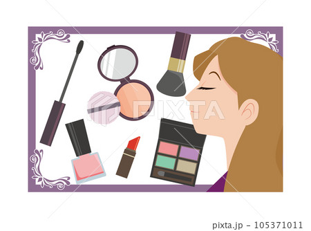 女性と化粧道具 105371011