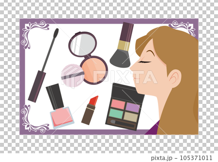 女性と化粧道具 105371011