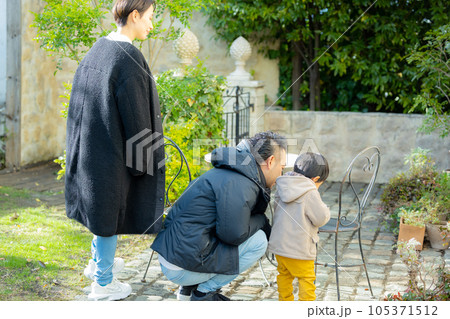 冬の庭の家族 105371512