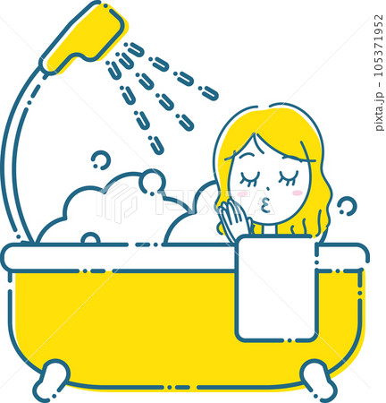 泡立つかわいらしいバスタブに入る女性のイラスト 泡立つかわいらしいバスタブに入る女性のイラスト 105371952