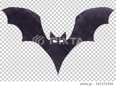 ハロウィン素材　コウモリの簡単かわいい白黒イラスト 105372494