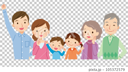 Three-generation family family gathering side by side Three-generation family family gathering side by side 105372579