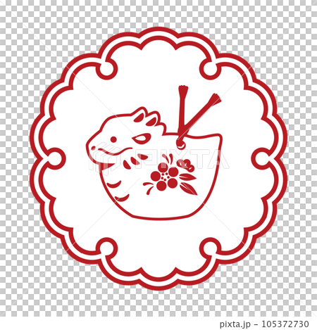 雪の輪文様に辰の置き物(白)のイラスト 雪の輪文様に辰の置き物(白)のイラスト 105372730