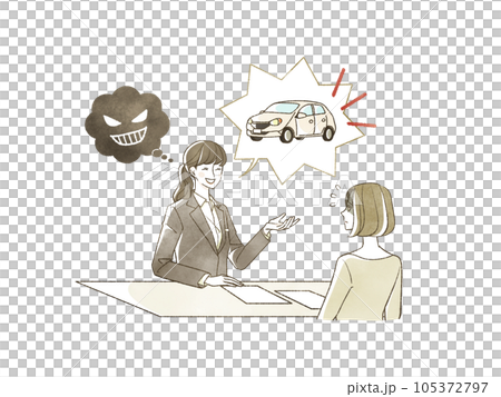 自動車関連の悪徳業者と困っている女性 105372797