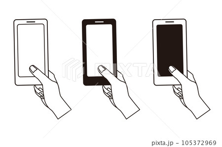 携帯電話を持つ手のアイコン集 105372969