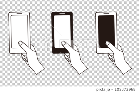 携帯電話を持つ手のアイコン集 105372969