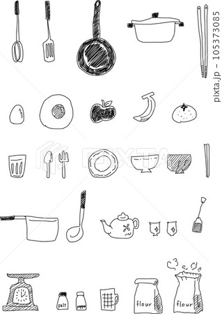 キッチンにある小物たちのイラスト 105373085