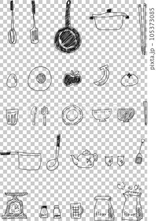 キッチンにある小物たちのイラスト 105373085